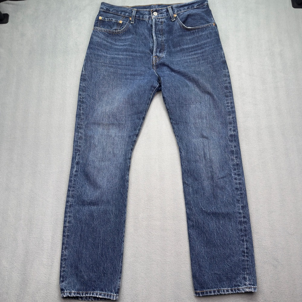 Levis 501 Original Fit Jeans 30x30 Blue Dark Wash Straight Leg Button Fly
